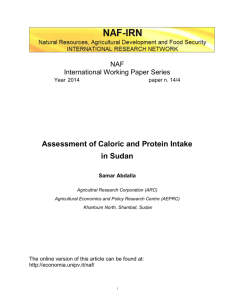 Assessment of Caloric and Protein Intake in Sudan