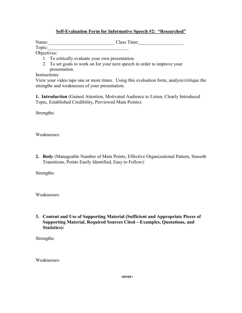 informative speech evaluation form