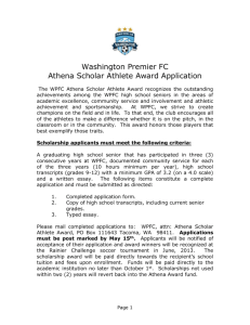 2013 Athena Student Athlete Scholarship Applications