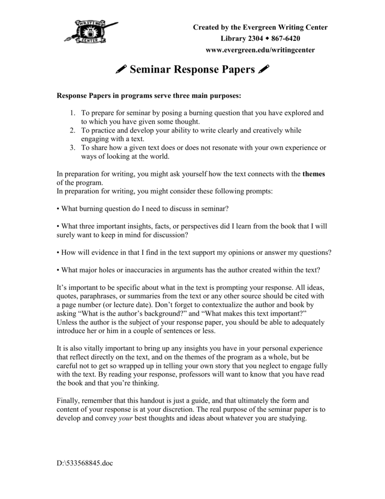 personal response essay format