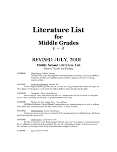 Literature List for Middle Grades