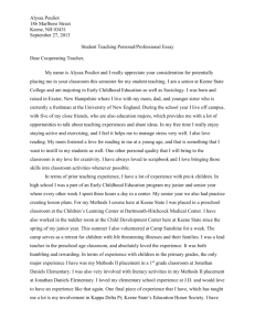 Student Teaching Personal/Professional Essay