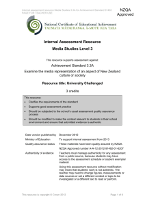 Level 3 Media Studies internal assessment resource