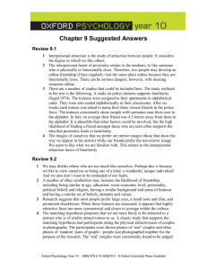 Chapter 9 Suggested Answers Review 9.1 1 Interpersonal attraction