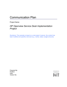 HP Openview Service Desk - DoIT Project Management Advisor
