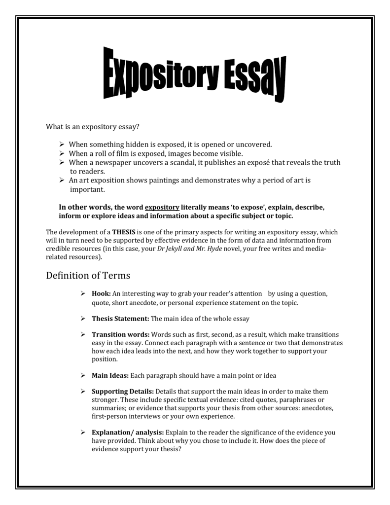 Expository essays thesis statement
