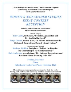 Women`s and Gender Studies Essay Contest Reception