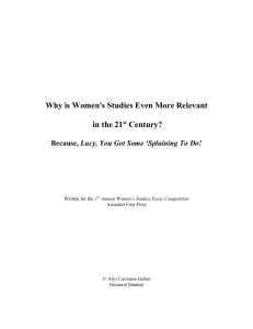Why is Women`s Studies Even More Relevant in