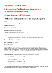 Syllabus-Introduction to business logistics –summer
