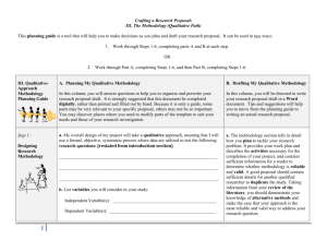 Crafting the Proposal: III. The Methodology