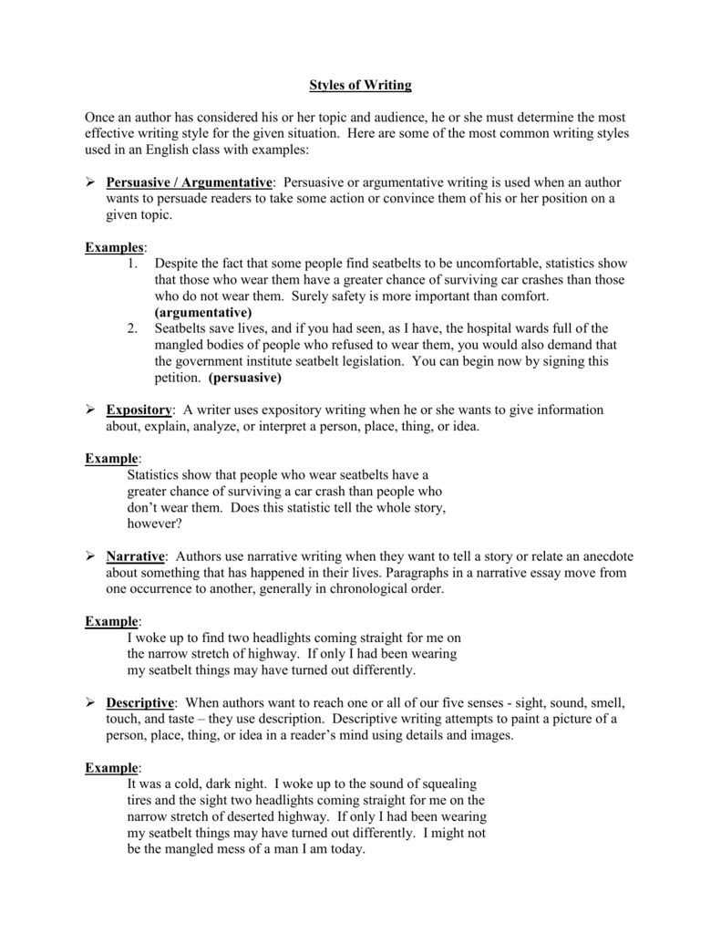 types of essay and examples