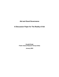 A Discussion Paper on Aid and Good Governance