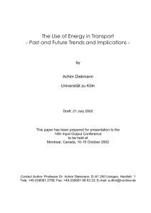 The Use of Energy in Transport – Past and Future Trends and