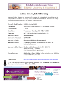1 Syllabus - ESL021, Fall 2008/Evening Important Notice: Students