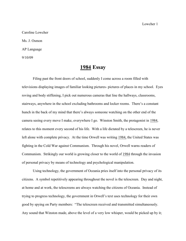 topic sentence for 1984 essay