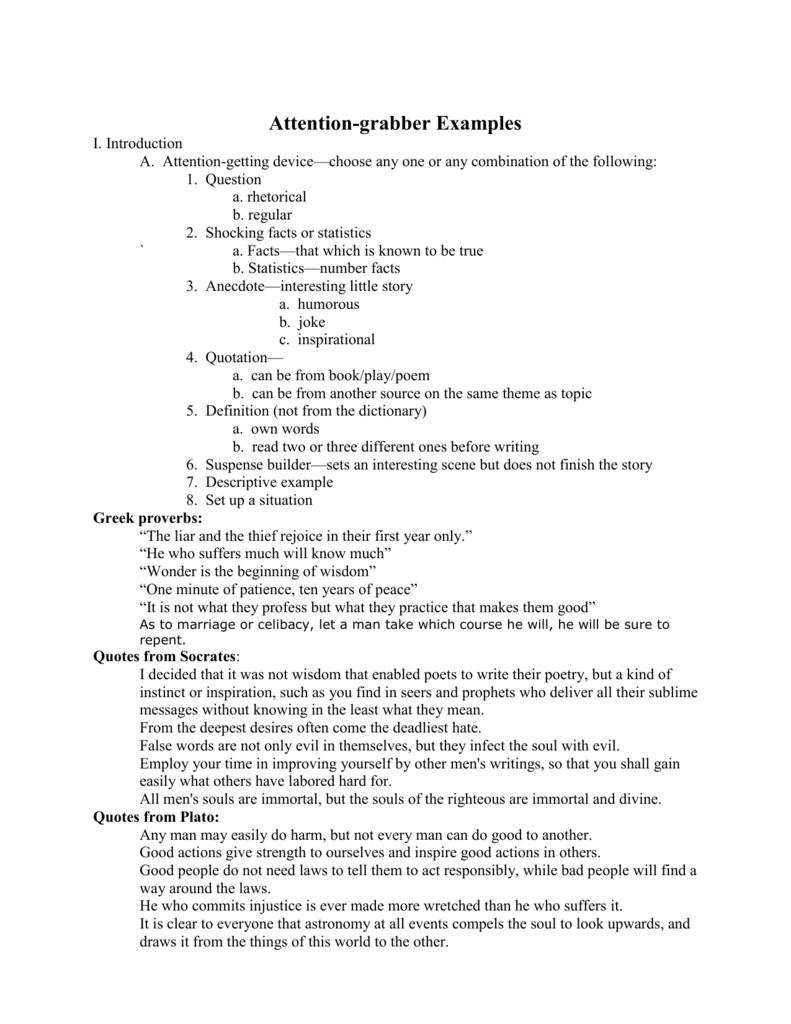 attention grabbing sentences examples for essays