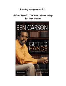 8th Grade Summer Assignment 2 Gifted Hands The Ben Carson