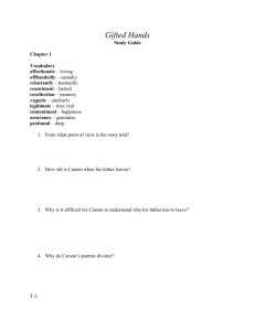 Gifted Hands Study Guide Chapter 1 Vocabulary affectionate