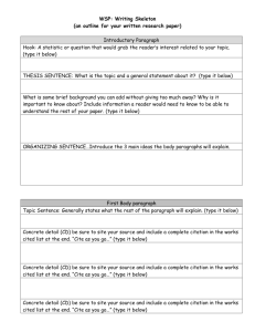 WSP: Current Issues in Science 5 Paragraph Essay Outline (a