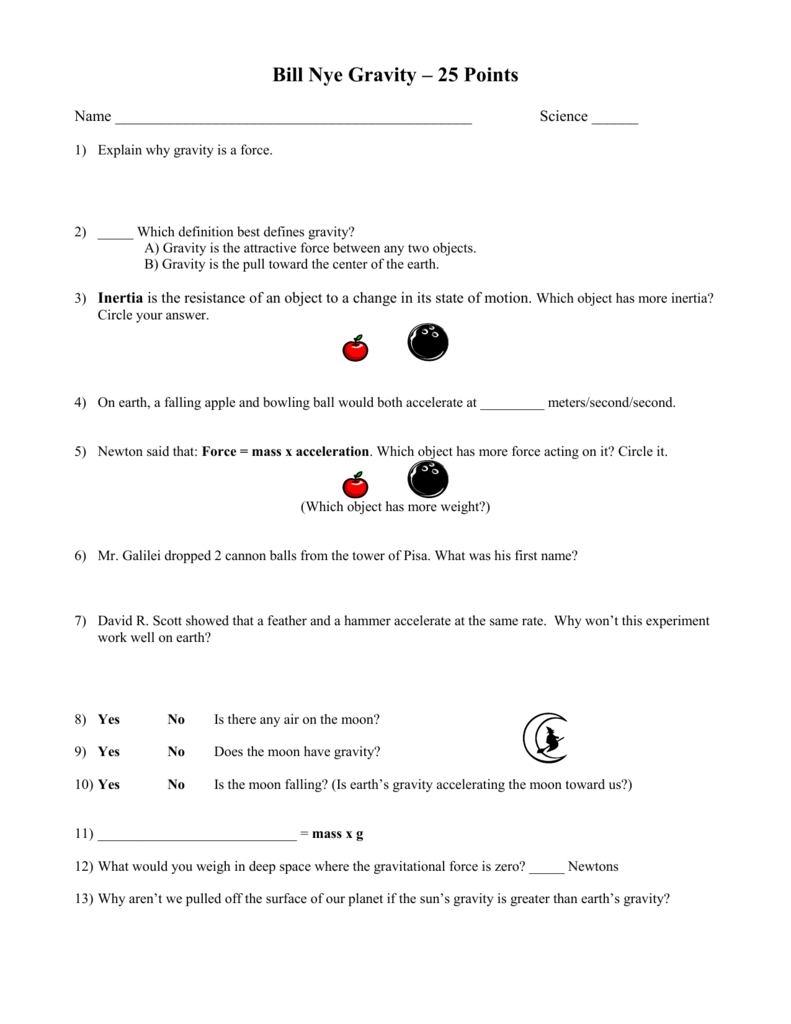 Bill Nye Gravity – 11 Points With Regard To Bill Nye Motion Worksheet Answers