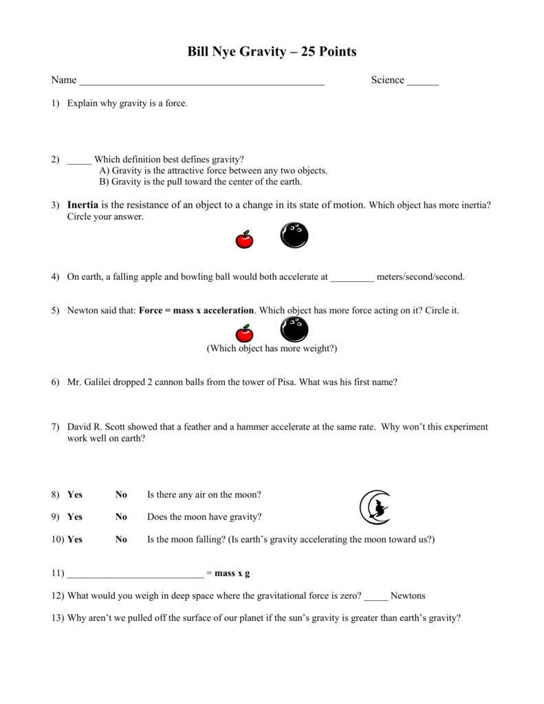 Bill Nye Motion Worksheet Answers