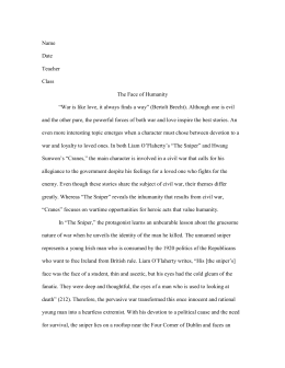 High School Essay Samples The Sniper Comparisoncontrast Essay Exampledoc Essays On Science Fiction also Health Issues Essay The Sniper By Liam Oflaherty Introduction To The Short Story And Essay On Science And Religion