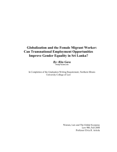 Gara-Globalization and the Female Migrant Worker