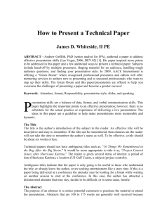 How to Present a Technical Paper