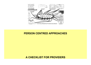 Person Centred Approaches - Provider Checklist