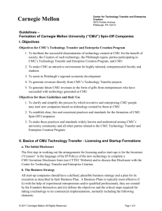 CMU Spin-Off Guidelines - Carnegie Mellon University