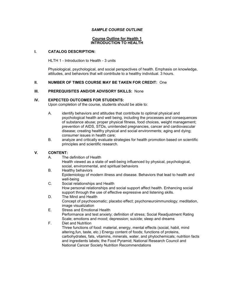 Sample Course Outline