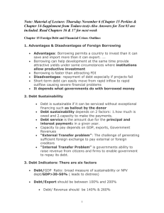 CHAPTER OUTLINE: CHAPTER 15 FOREIGN DEBT & FINANICAL