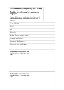 Questionnaire on Foreign Language Learning