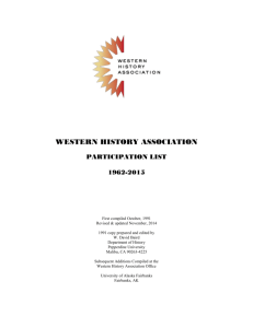 2015 Participation Index - Western History Association