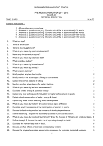 PHYSICAL EDUCATION. XII QUESTION PAPER AND ANSWER