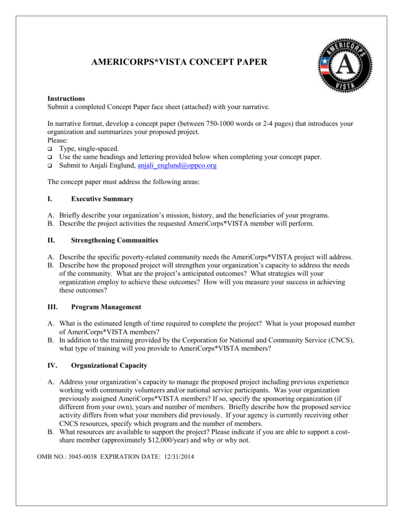 Americorps Vista Concept Paper