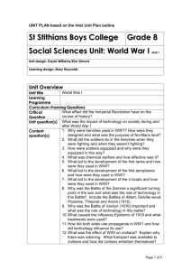 Unit Plan for Grade 8 WWI