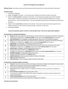 Sonnet Five-Paragraph Essay Assignment and