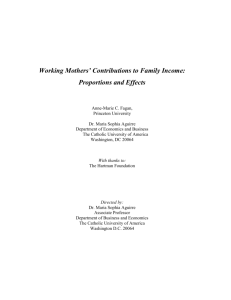 Working Mothers` Contribution to Family Income