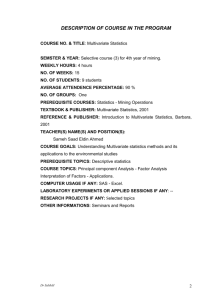 Reference & Publisher: Introduction to Multivariate Statistics