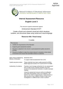 Level 3 English internal assessment resource
