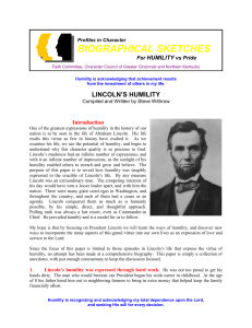 Lincoln`s Humility - Character Council of Cincinnati