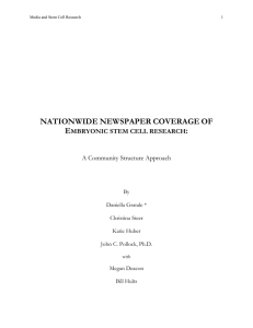 nationwide newspaper coverage of embryonic stem cell research