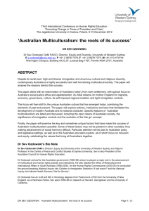 Australian Multiculturalism: the roots of its success