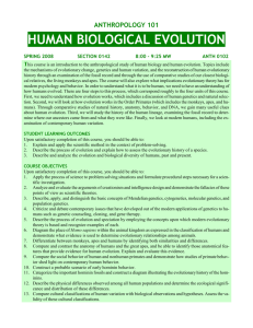 Anthropology 101 - Human Biological Evolution