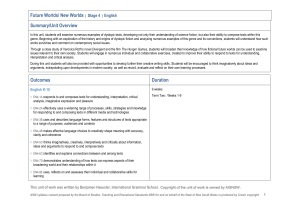 Year 8 English Unit Future Worlds New Worlds