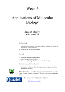 Week 6 - Applications of Molecular Biology.doc