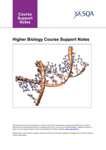 Unit Support Notes — Biology: DNA and the Genome (Higher)
