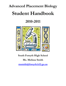 Advanced Placement Biology Student Handbook 2010