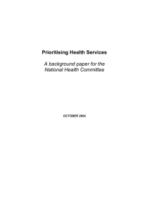 Prioritising Health Services - National Health Committee